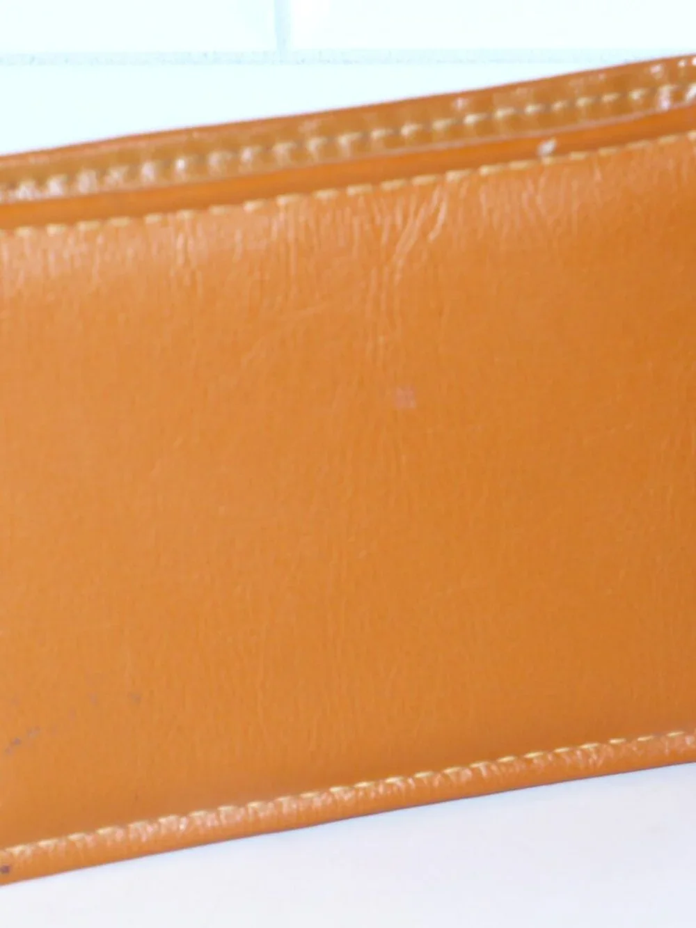 Vintage 1970's Brown Vinyl Billfold Pocket Wallet Green and Gold Design